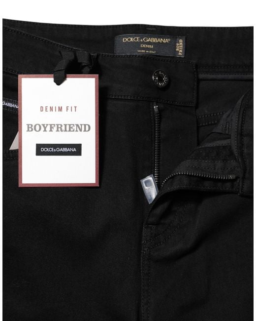 Dolce & Gabbana Black Boyfriend Cotton Stretch Denim Jeans