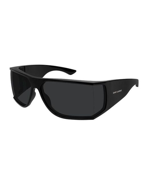 Saint Laurent Black Sunglasses Shield Full Rim, Shiny Frame And Solid Lens Sl806001 for men