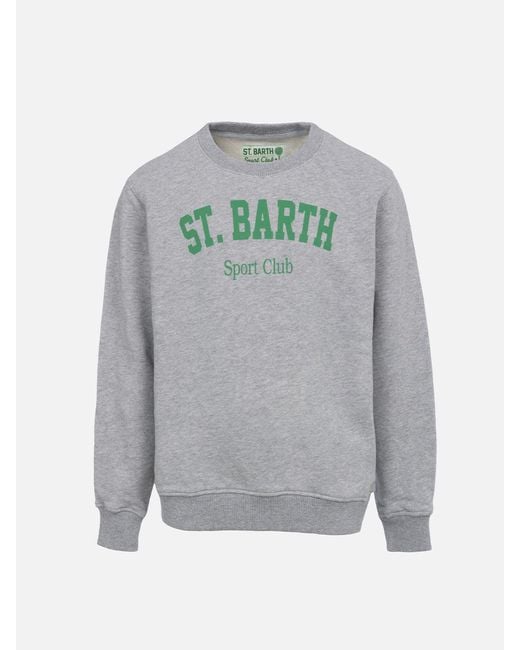 Mc2 Saint Barth Gray Boy Sweatshirt Bobby With St. Barth Sport Club Print for men