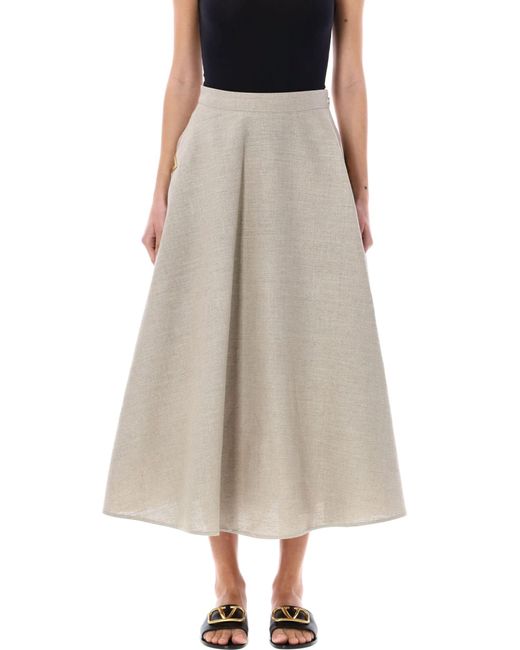 Valentino Natural Linen Midi Skirt