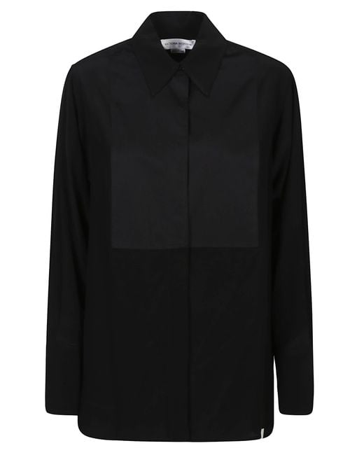 Victoria Beckham Black Contrast Bib Shirt