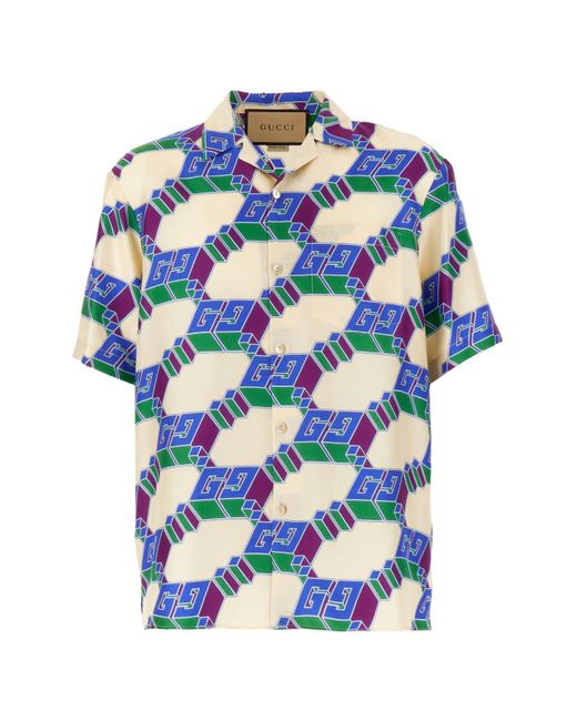 Gucci Blue 3d GG Print Shirt for men