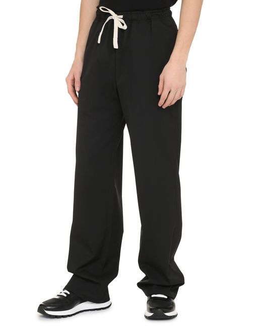 Palm Angels Black Wool Blend Trousers Elastane for men