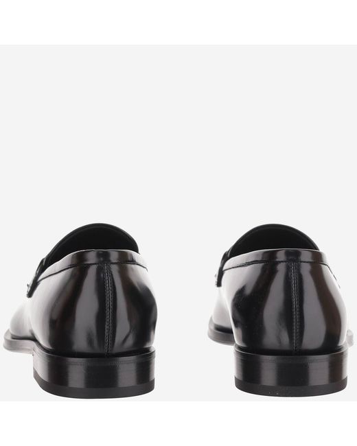 Ferragamo Black Leather Loafers Calf for men