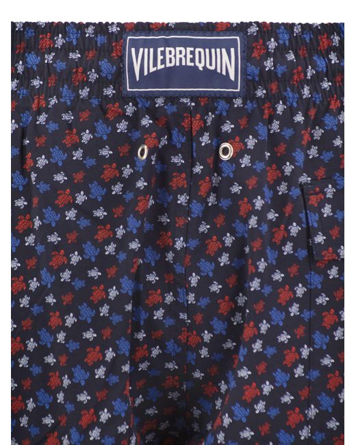 Vilebrequin Blue Stretch Swim Shorts With Pattern for men