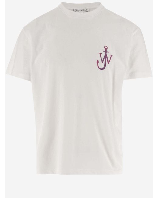 J.W. Anderson White Cotton T-Shirt With Logo for men