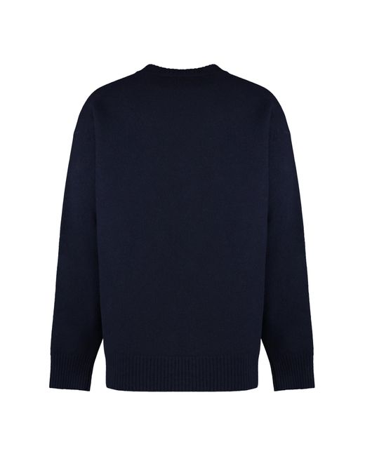Jil Sander Blue Crew-neck Wool Sweater for men