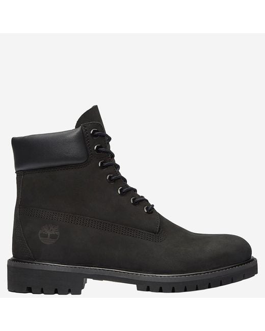 Timberland Black Premium 6-Inch Leather Boots With Logo for men