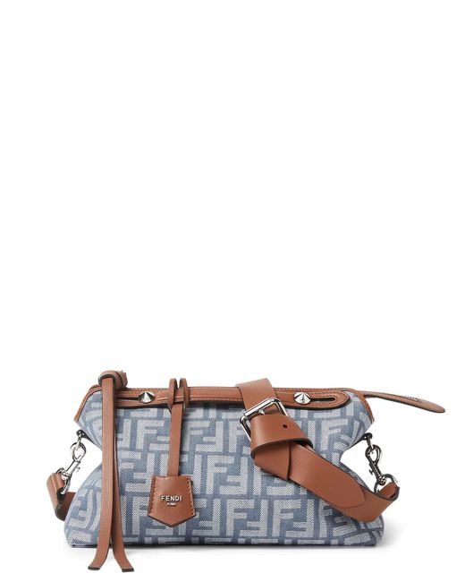 Fendi White By The Way Soft Medium Ff Jacquard Denim Crossbody Bag