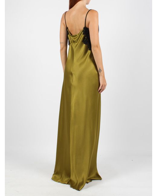 Alberta Ferretti Green Long Embroidered Dress