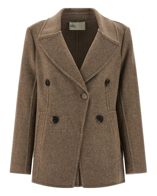 Tory Burch Green Wool Coat Coats, Trench