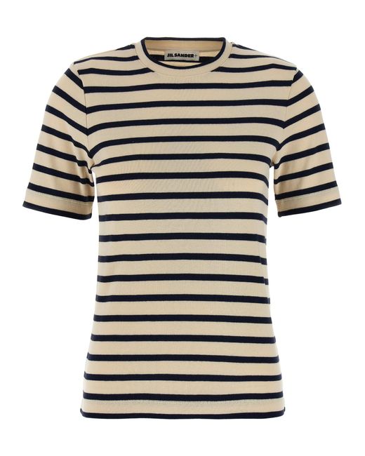 Jil Sander Black Heavy Cotton Jersey Striped T-Shirt