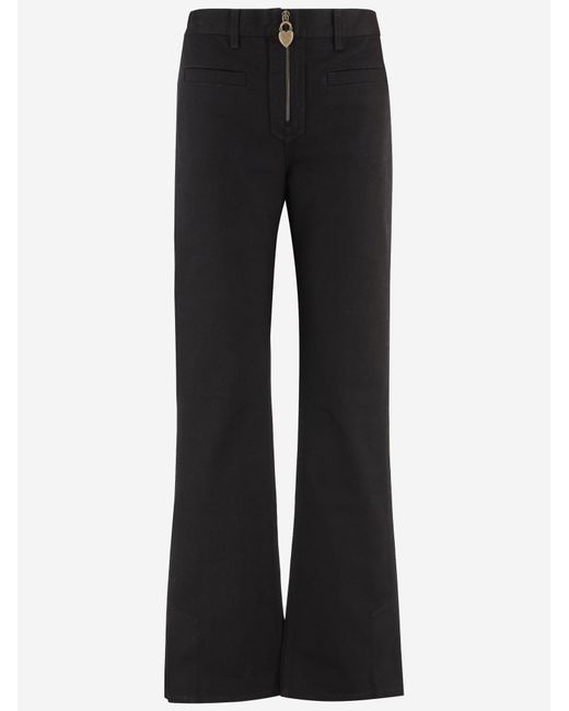 Chloé Black Cotton Trousers With Front Zip
