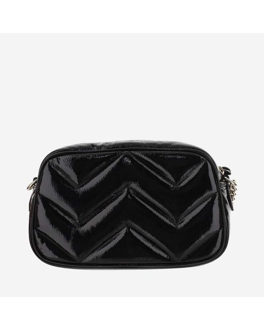 Gucci Black Shoulder Bag Gg Marmont Patent Leather