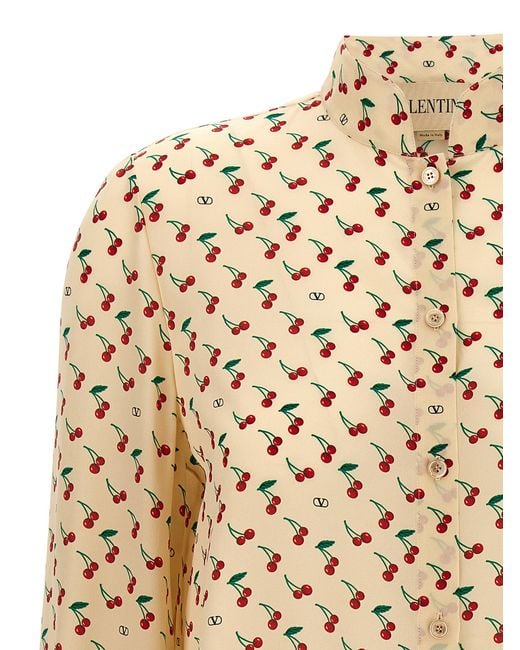 Valentino Garavani Natural Cherryfic Shirt Silk Shirt, Blouse