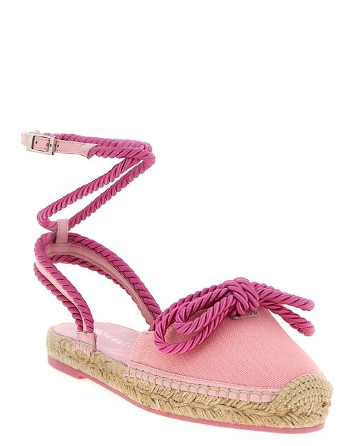 Mach &amp; Mach Pink Double Bow Riviera Espadrilles