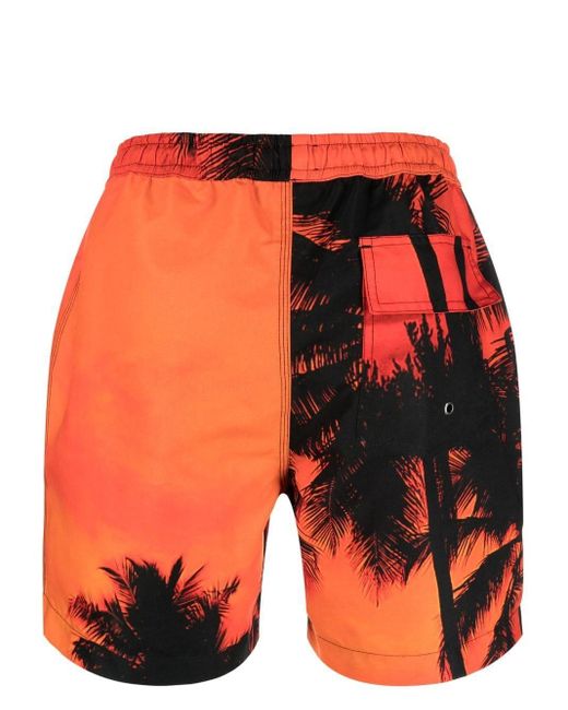 BLUE SKY INN Red Printed Swimming Trunks for men