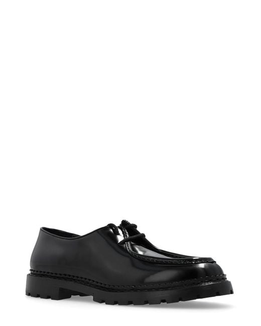 Saint Laurent Black Malo Slip-On Lace-Up Shoes for men