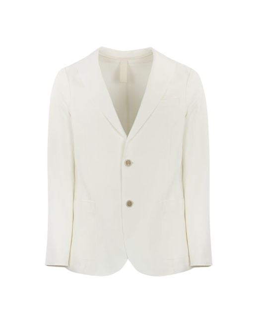 Eleventy White Single-Breasted Cotton Jacket for men