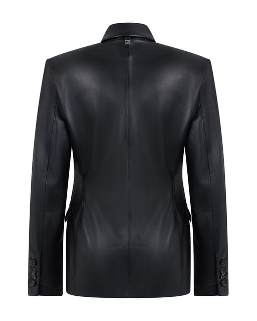 GIUSEPPE DI MORABITO Black Blazer Double-Breasted Leather Calfskin Jackets