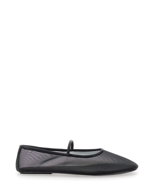 Jeffrey Campbell White Swan-Lake Ballet Shoes With Strap And Semi Sheer Design