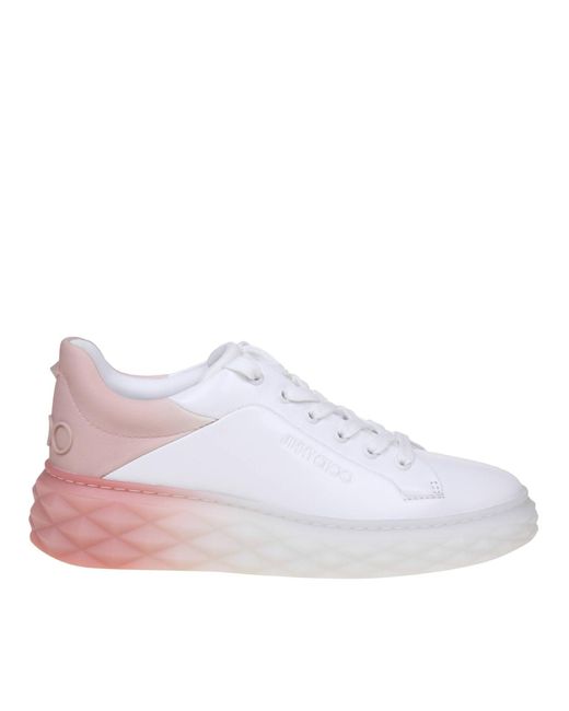Jimmy Choo White Diamond Maxi Brand-Embellished Leather Low-Top Trainers