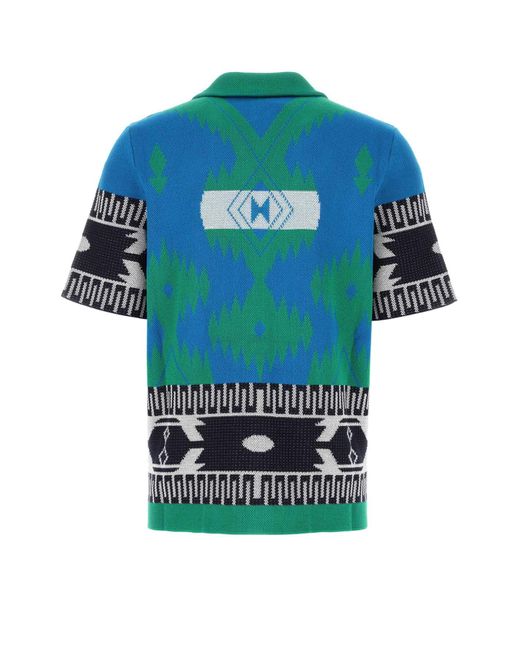 Alanui Blue Embroidered Cotton Icon Shirt for men