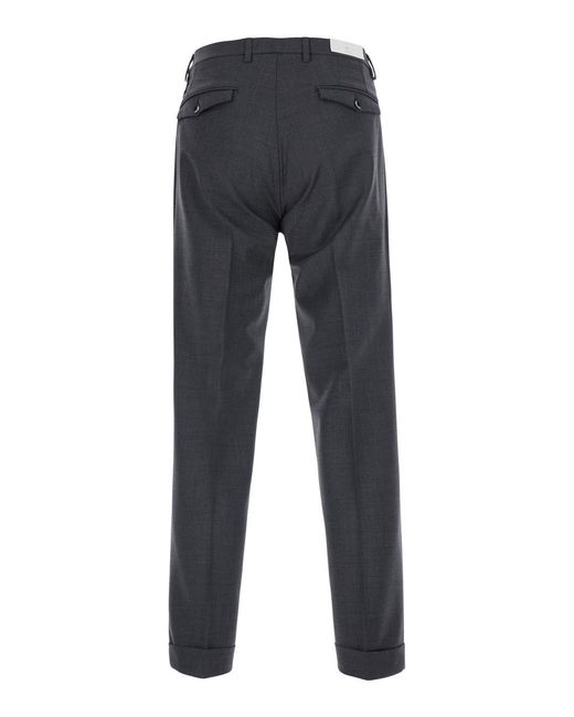 Michael Coal Blue Double Pleated Tech Fabric Trousers Wool for men