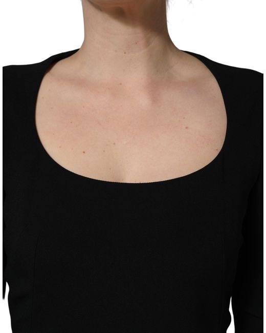 Roberto Cavalli Black Long Sleeves Scoop Neck Mini Dress Acetate Viscose Elastane
