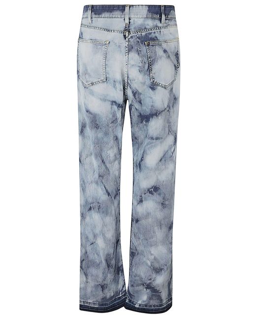Laneus Blue Bleached Denim 5 Pockets Jeans for men