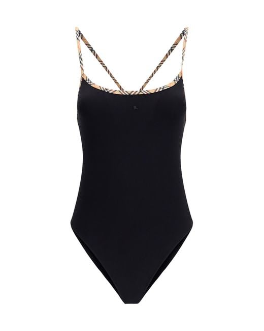 Burberry Black Check Trim Swimsuit Polyamide; Elastane Swimwear