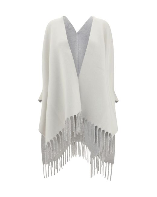 Brunello Cucinelli White Cashmere And Wool Poncho