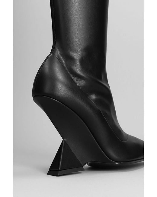 The Attico Cheope High Heels Boots In Black Leather