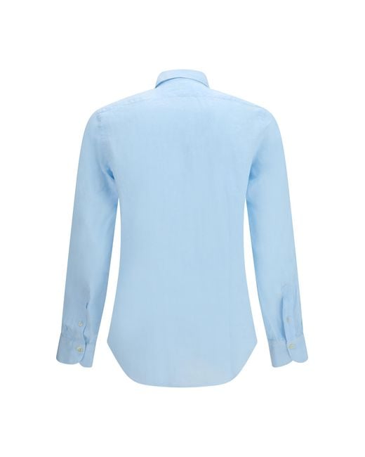 Finamore 1925 Blue Tokyo Slim Fit Sports Shirt for men