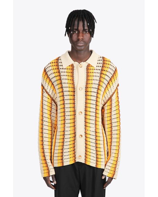 Cmmn Swdn Multicolor Cotton Crochet Cardigan Cut In A Relaxed Fit Striped Crochet Cardigan Relaxed Fit - Elmer for men