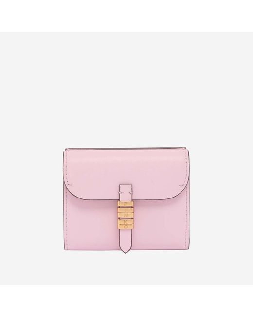 Pinko Pink Leather Wallet With Lettering & Purses