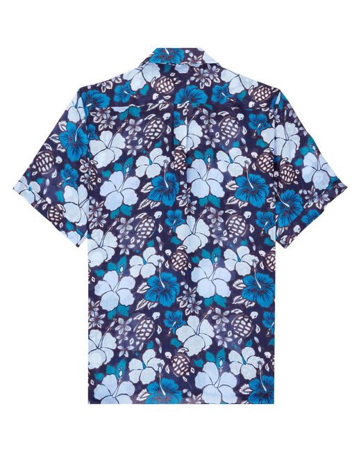 Vilebrequin Blue Floral-print Short-sleeve Shirt for men