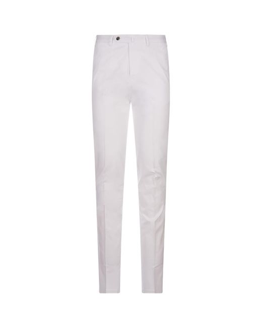 PT Torino White Stretch Cotton Classic Trousers for men