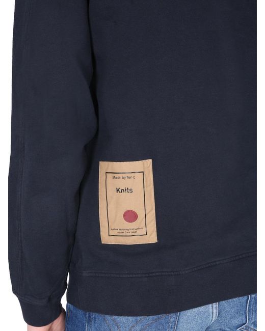 C P Company Blue Crewneck Sweatshirt Cotton Sweatshirts for men