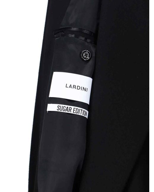 Lardini Black Double-Breasted Virgin Wool Coat for men