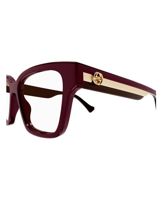 Gucci Brown Rectangle Frame Glasses