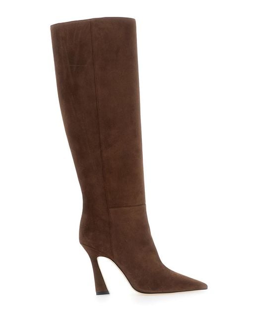 Stuart Weitzman Brown Boots Vinnie Zip 100 Leather