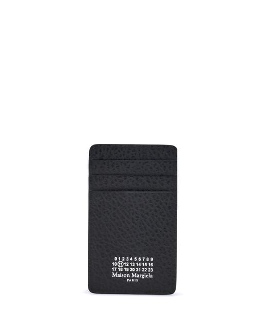 Maison Margiela Black Vertical Card Holder Calf Leather Bos Taurus Wallet for men