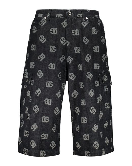 Dolce & Gabbana Gray Cotton Cargo Bermuda Shorts for men