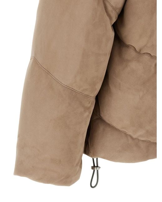 Brunello Cucinelli Brown Suede Down Jacket for men