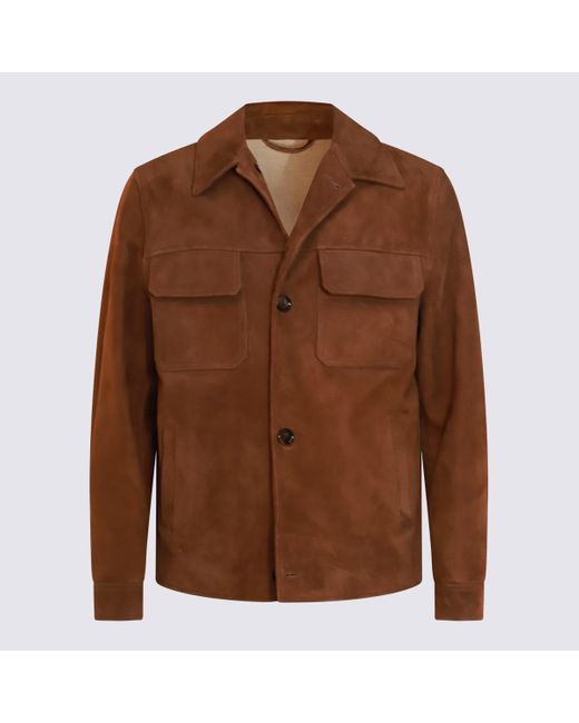 Lardini Brown Tobacco Leather Jacket for men