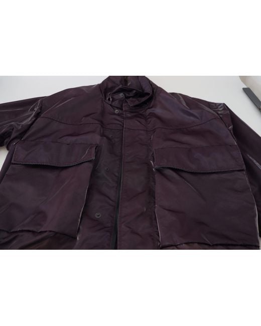 Dolce & Gabbana Purple Nylon Collared Biker Coat Jacket Clothing for men