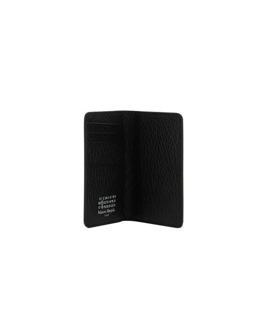 Maison Margiela Black Leather Card Holder Calf Bos Taurus Wallet for men