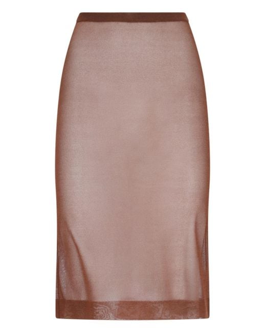 Saint Laurent Brown Silk-Blend Ruched Skirt