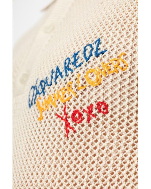 DSquared² Natural Summer Lovers Knitted Polo Shirt for men